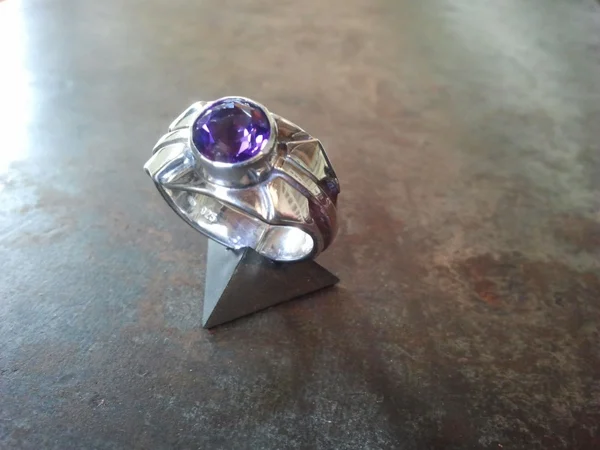 zilver, amethist, herenring